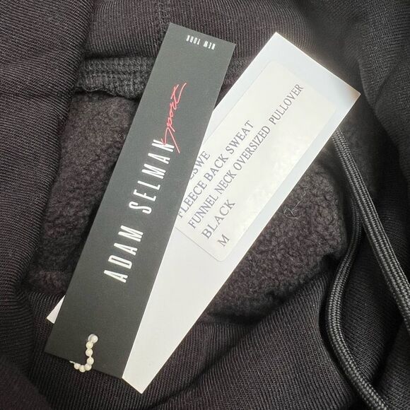 Adam Selman Sport Funnel Neck Oversized Fleece Pullover Sweater Black Medium NEW - Picture 6 of 11
